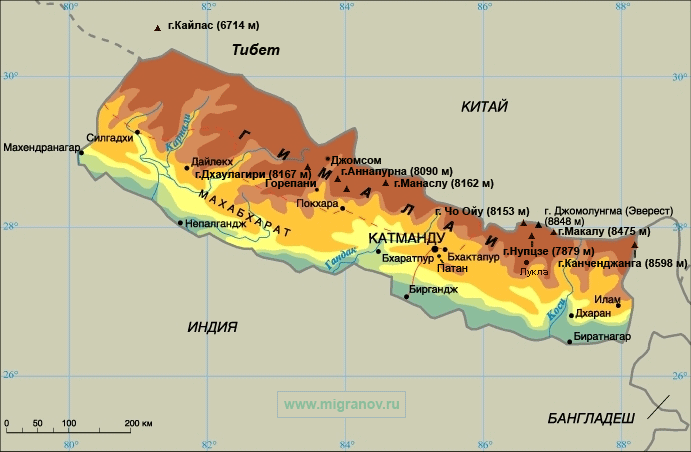Карта Непала